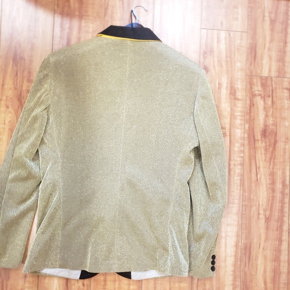 After Six Men's Gold black Formal 1 Button Tuxedo Jacket Wedding Prom Size 42 - Picture 4 of 7